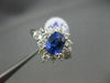 ANTIQUE LARGE 2.96CT DIAMOND & AAA SAPPHIRE 18K WHITE GOLD CLUSTER RING STUNNING