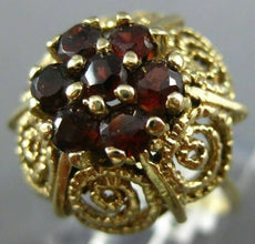 ANTIQUE LARGE 1.25CT AAA GARNET 14KT YELLOW GOLD FILIGREE FLORAL RING #22659