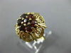 ANTIQUE LARGE 1.25CT AAA GARNET 14KT YELLOW GOLD FILIGREE FLORAL RING #22659