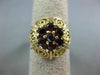 ANTIQUE LARGE 1.25CT AAA GARNET 14KT YELLOW GOLD FILIGREE FLORAL RING #22659
