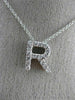 .16CT ROUND DIAMOND 14KT WHITE GOLD CLASSIC "R" INITIAL FLOATING PENDANT #19148