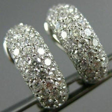 ESTATE WIDE 1.01CT DIAMOND 14K WHITE GOLD MULTI ROW PAVE HUGGIE CLIP ON EARRINGS