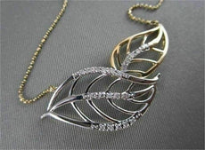 ANTIQUE .11CT DIAMOND 18KT WHITE & YELLOW GOLD OPEN DOUBLE LEAF NECKLACE UNIQUE!