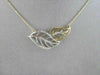ANTIQUE .11CT DIAMOND 18KT WHITE & YELLOW GOLD OPEN DOUBLE LEAF NECKLACE UNIQUE!