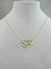ANTIQUE .11CT DIAMOND 18KT WHITE & YELLOW GOLD OPEN DOUBLE LEAF NECKLACE UNIQUE!