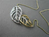 ANTIQUE .11CT DIAMOND 18KT WHITE & YELLOW GOLD OPEN DOUBLE LEAF NECKLACE UNIQUE!