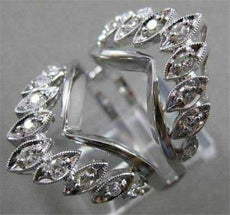 ANTIQUE DIAMOND 14KT WHITE GOLD FILIGREE ENGAGEMENT RING INSERT 27MM WIDE #21169