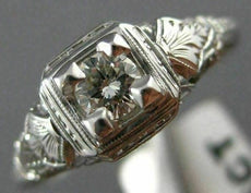 ANTIQUE .25CT DIAMOND 14KT WHITE GOLD FILIGREE SOLITAIRE ENGAGEMENT RING #9962