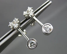 ANTIQUE .64CT DIAMOND 18KT WHITE GOLD SOLITAIRE HANGING EARRINGS BEAUTIFUL 11366