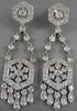 ANTIQUE 3.50CT DIAMOND 14K WHITE GOLD LONG FILIGREE FLOWER HANGING EARRINGS #835