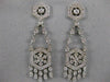 ANTIQUE 3.50CT DIAMOND 14K WHITE GOLD LONG FILIGREE FLOWER HANGING EARRINGS #835