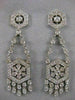 ANTIQUE 3.50CT DIAMOND 14K WHITE GOLD LONG FILIGREE FLOWER HANGING EARRINGS #835