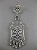 ANTIQUE 3.50CT DIAMOND 14K WHITE GOLD LONG FILIGREE FLOWER HANGING EARRINGS #835