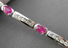 ANTIQUE 4.54CTW DIAMOND & AAA OVAL RUBY 14KT WHITE GOLD CHANNEL BRACELET #19757