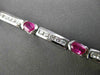 ANTIQUE 4.54CTW DIAMOND & AAA OVAL RUBY 14KT WHITE GOLD CHANNEL BRACELET #19757