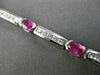ANTIQUE 4.54CTW DIAMOND & AAA OVAL RUBY 14KT WHITE GOLD CHANNEL BRACELET #19757
