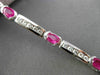 ANTIQUE 4.54CTW DIAMOND & AAA OVAL RUBY 14KT WHITE GOLD CHANNEL BRACELET #19757