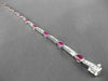 ANTIQUE 4.54CTW DIAMOND & AAA OVAL RUBY 14KT WHITE GOLD CHANNEL BRACELET #19757