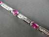 ANTIQUE 4.54CTW DIAMOND & AAA OVAL RUBY 14KT WHITE GOLD CHANNEL BRACELET #19757