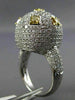 EXTRA LARGE 3.50CT WHITE & INTENSE YELLOW DIAMOND 18KT WHITE GOLD PAVE DOME RING