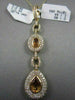 ANTIQUE 3.44CT DIAMOND & AAA EXTRA FACET CITRINE 14K YELLOW GOLD 3D PEAR PENDANT
