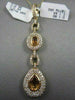 ANTIQUE 3.44CT DIAMOND & AAA EXTRA FACET CITRINE 14K YELLOW GOLD 3D PEAR PENDANT