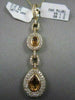 ANTIQUE 3.44CT DIAMOND & AAA EXTRA FACET CITRINE 14K YELLOW GOLD 3D PEAR PENDANT