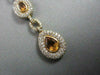 ANTIQUE 3.44CT DIAMOND & AAA EXTRA FACET CITRINE 14K YELLOW GOLD 3D PEAR PENDANT
