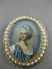 ANTIQUE LARGE QUEEN PEARL 14KT YELLOW GOLD LADY CAMEO FILIGREE PIN PENDANT #2694