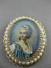 ANTIQUE LARGE QUEEN PEARL 14KT YELLOW GOLD LADY CAMEO FILIGREE PIN PENDANT #2694