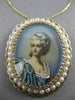 ANTIQUE LARGE QUEEN PEARL 14KT YELLOW GOLD LADY CAMEO FILIGREE PIN PENDANT #2694