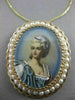 ANTIQUE LARGE QUEEN PEARL 14KT YELLOW GOLD LADY CAMEO FILIGREE PIN PENDANT #2694