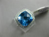 WIDE 3.32CT DIAMOND & AAA BLUE TOPAZ 14K WHITE GOLD 3D HALO FILIGREE SQUARE RING