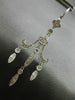 ANTIQUE LONG .50CT DIAMOND 14KT WHITE GOLD 3D FILIGREE HANGING EARRINGS #19857