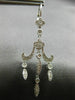 ANTIQUE LONG .50CT DIAMOND 14KT WHITE GOLD 3D FILIGREE HANGING EARRINGS #19857