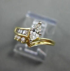 ANTIQUE .46CT DIAMOND 14KT W&Y GOLD MARQUISE & ROUND ENGAGEMENT RING #20196