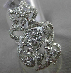 ANTIQUE MASSIVE 2.09CT DIAMOND 18KT WHITE GOLD THREE DIMENSIONAL FLOWER RING