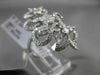 ANTIQUE MASSIVE 2.09CT DIAMOND 18KT WHITE GOLD THREE DIMENSIONAL FLOWER RING