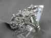 ANTIQUE MASSIVE 2.09CT DIAMOND 18KT WHITE GOLD THREE DIMENSIONAL FLOWER RING