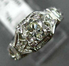 ANTIQUE .70CT OLD MINE DIAMOND 18KT WHITE GOLD 3D FILIGREE ENGAGEMENT RING #1563