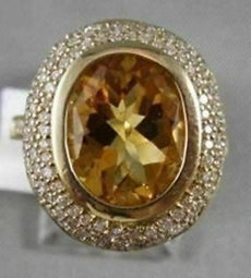 ANTIQUE LARGE 2.96CTW CITRINE DIAMOND 14KT Y GOLD RING