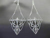 ANTIQUE LARGE .86CT DIAMOND 14K WHITE GOLD 3D FILIGREE MILGRAIN HANGING EARRINGS