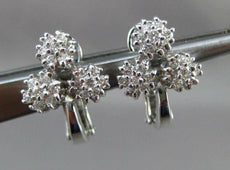 ANTIQUE .70CT DIAMOND 14KT WHITE GOLD HANGING FLOWER CLIP ON EARRINGS #1199