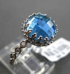 ANTIQUE 5.08CTW DIAMOND & AAA BLUE TOPAZ 14KT WHITE GOLD FILIGREE MILGRAIN RING