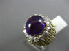 ANTIQUE LARGE 8.34CT DIAMOND & AAA AMETHYST 18K TWO TONE GOLD 3D OVAL RING #2624