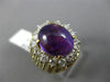 ANTIQUE LARGE 8.34CT DIAMOND & AAA AMETHYST 18K TWO TONE GOLD 3D OVAL RING #2624