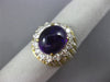ANTIQUE LARGE 8.34CT DIAMOND & AAA AMETHYST 18K TWO TONE GOLD 3D OVAL RING #2624