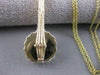 ANTIQUE LARGE RUBY SAPPHIRE BANJO GUITAR 14K YELLOW GOLD FILIGREE PENDANT #20852