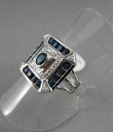 ANTIQUE 1.4CTW AAA SAPPHIRE & DIAMOND 14KT WHITE GOLD COCKTAIL RING!!!!!!