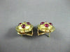 ANTIQUE LARGE 2.50CT AAA ROUND RUBY 18KT YELLOW GOLD CABOCHON EARRINGS #19166